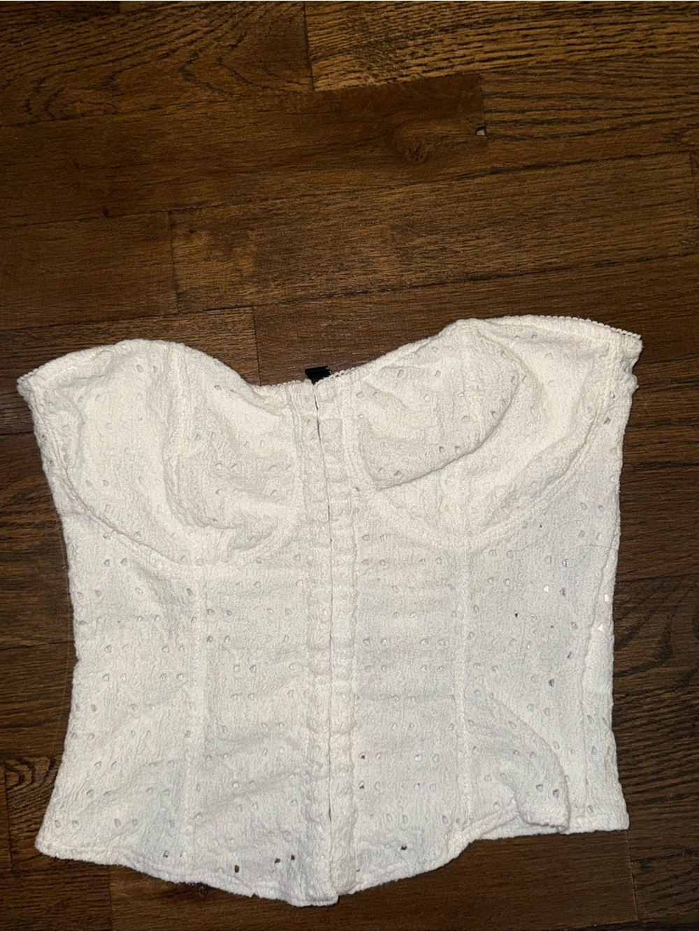 H&M White Strapless Eyelet Corset Top